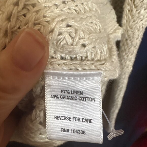 Garnet Hill Womens Button-Front Knit Cardigan Sweater M Linen & Organic Cotton B - Picture 4 of 6